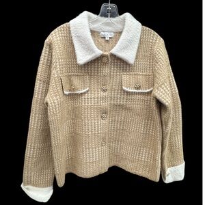 Women's Tan sweater with Cream Accents